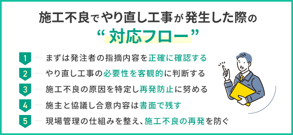 施工不良でやり直し工事が発生した際の対応フロー